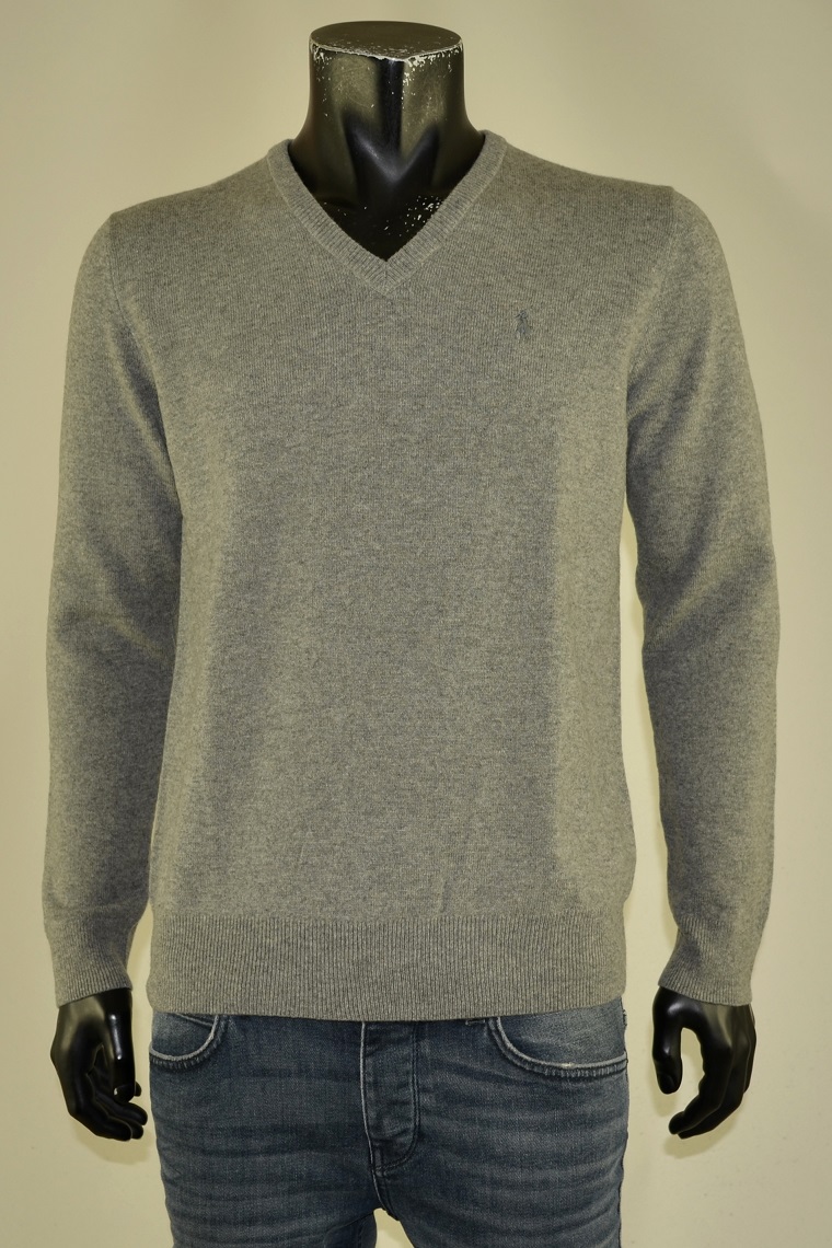 Pull V Fawn Grey Heather